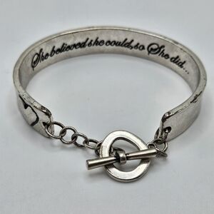 VINTAGE Premier Designs Silver Tone She Believed She Could So She Did Bracelet